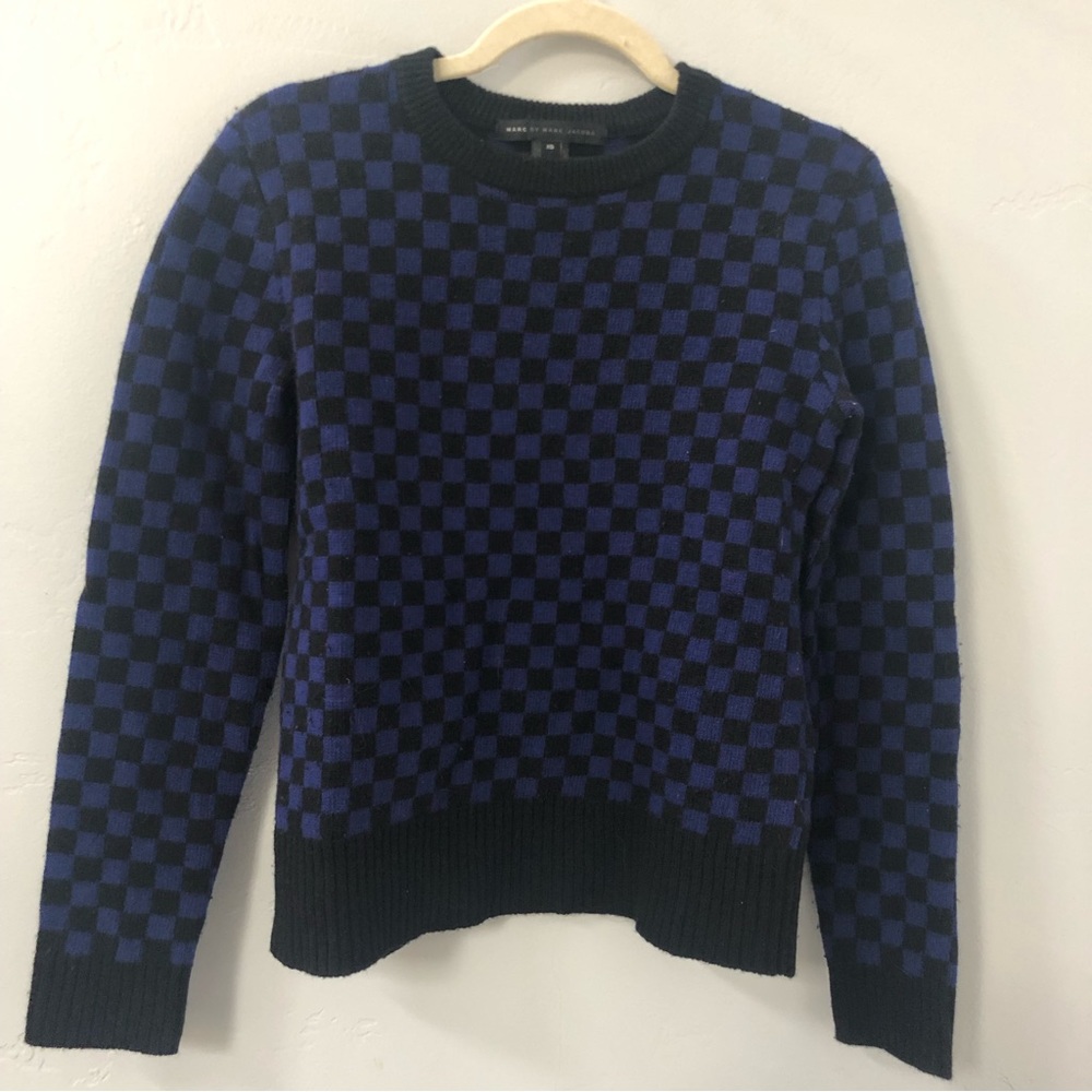 Marc by Marc Jacobs blue and black checker sweater